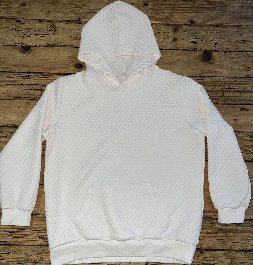 Zeagoo Ivory Quilted Long Sleeve Hoodie Size XL